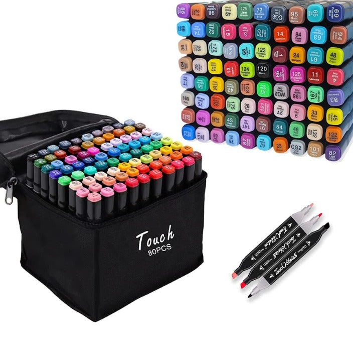 Set de Marcadores 80 Piezas - Colores Vibrantes e Profesionales para Dibujo y Arte