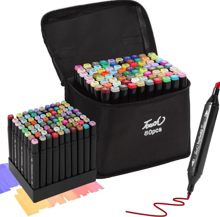 Set de Marcadores 80 Piezas - Colores Vibrantes e Profesionales para Dibujo y Arte